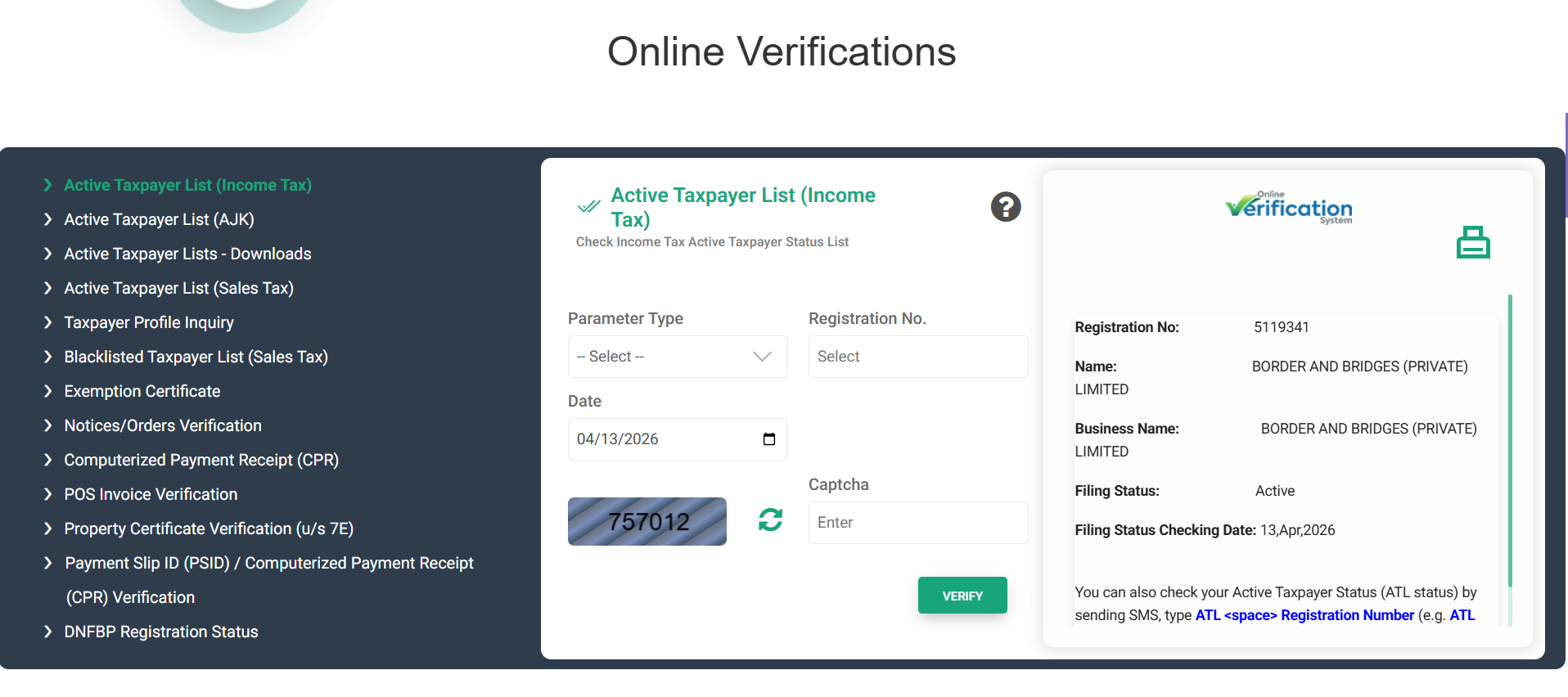 FBR verification success – Border and Bridges registered