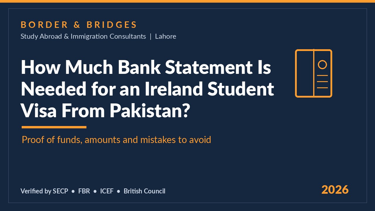 How much bank statement is needed for an Ireland student visa from Pakistan?